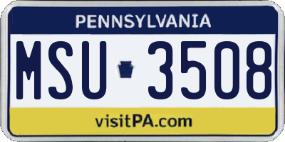 PA license plate MSU3508