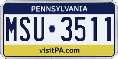 PA license plate MSU3511