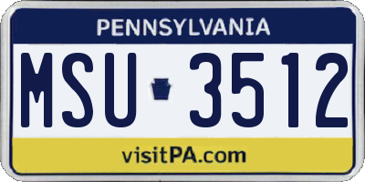 PA license plate MSU3512