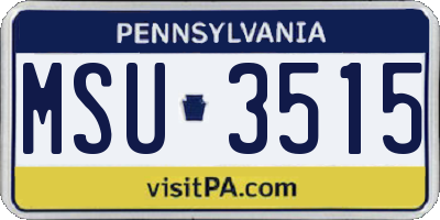 PA license plate MSU3515
