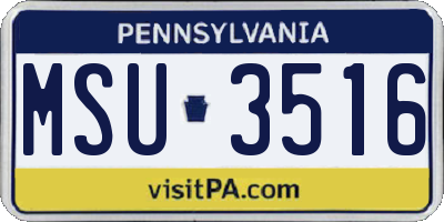 PA license plate MSU3516