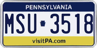 PA license plate MSU3518