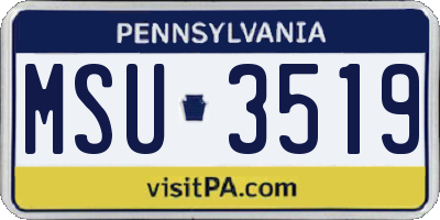 PA license plate MSU3519