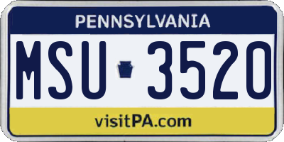 PA license plate MSU3520