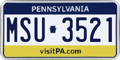 PA license plate MSU3521