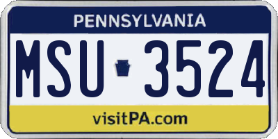 PA license plate MSU3524