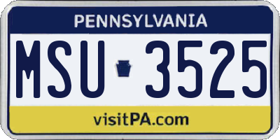 PA license plate MSU3525