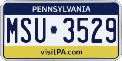 PA license plate MSU3529