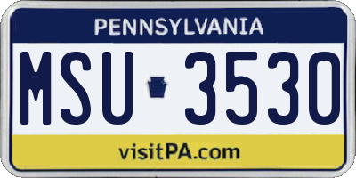 PA license plate MSU3530