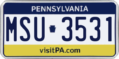 PA license plate MSU3531