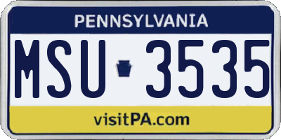 PA license plate MSU3535
