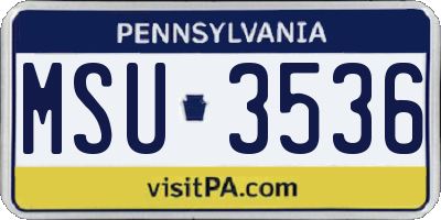 PA license plate MSU3536