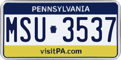 PA license plate MSU3537