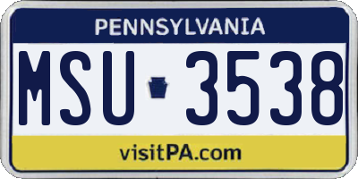 PA license plate MSU3538