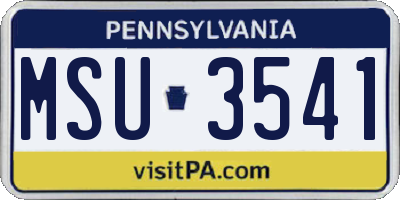 PA license plate MSU3541