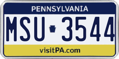 PA license plate MSU3544