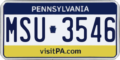 PA license plate MSU3546