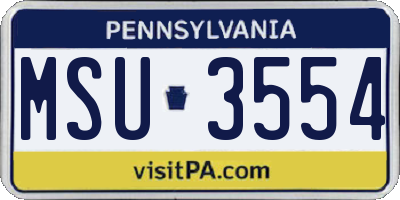 PA license plate MSU3554