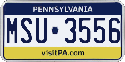 PA license plate MSU3556