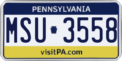 PA license plate MSU3558