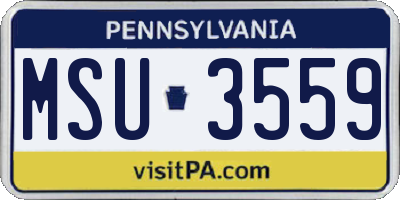 PA license plate MSU3559
