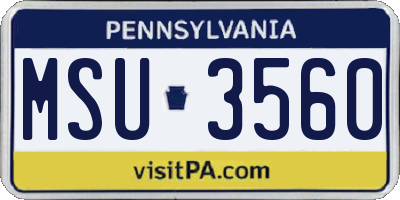 PA license plate MSU3560