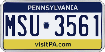 PA license plate MSU3561