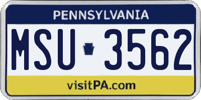 PA license plate MSU3562