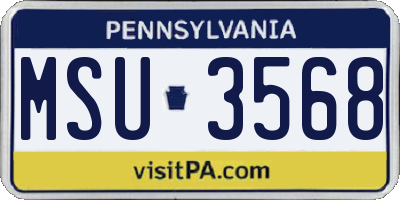 PA license plate MSU3568