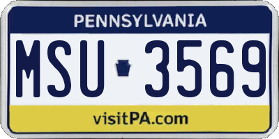 PA license plate MSU3569
