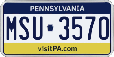 PA license plate MSU3570