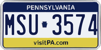 PA license plate MSU3574
