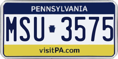 PA license plate MSU3575