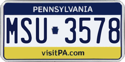 PA license plate MSU3578