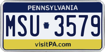 PA license plate MSU3579