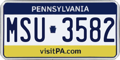 PA license plate MSU3582