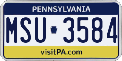 PA license plate MSU3584
