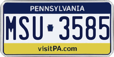 PA license plate MSU3585