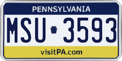 PA license plate MSU3593