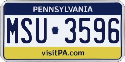 PA license plate MSU3596