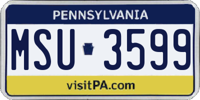 PA license plate MSU3599