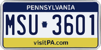 PA license plate MSU3601