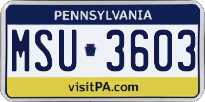 PA license plate MSU3603