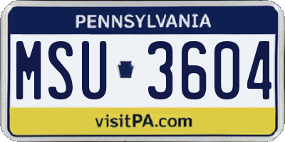 PA license plate MSU3604