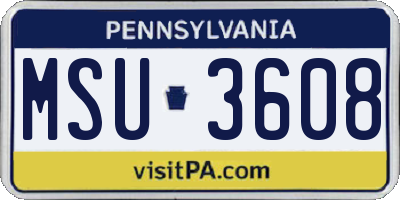 PA license plate MSU3608