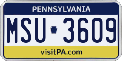 PA license plate MSU3609