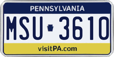 PA license plate MSU3610