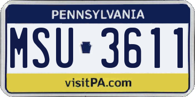 PA license plate MSU3611