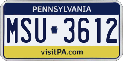 PA license plate MSU3612