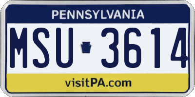 PA license plate MSU3614